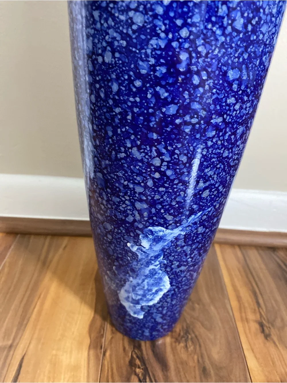 Pier 1 | Blue/White Speckled/Marble Pattern 18” Tall Decorative Glass Vase